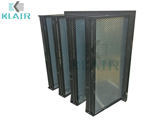 Activated Carbon Granule V Bank Compact Air Filter Plastic / Galvanized Steel Frame