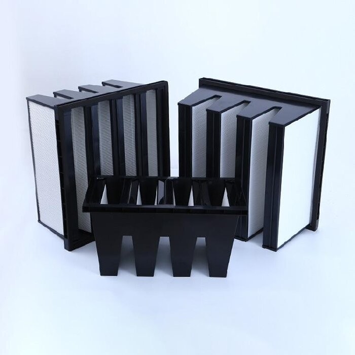 Plastic Frame / Metal Frame V Type Medium Compact Air Filter for Ventilation System